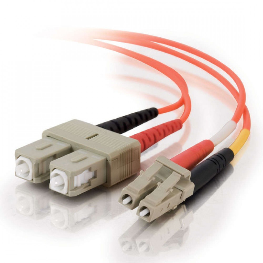 3.3ft (1m) LC-SC 62.5/125 OM1 Duplex Multimode Fiber Optic Cable - Plenum CMP-Rated - Orange