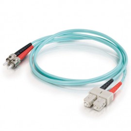 9.8ft (3m) SC-ST 10Gb 50/125 OM3 Duplex Multimode PVC Fiber Optic Cable - Aqua