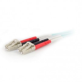 39.3ft (12m) LC-LC 50/125 OM4 Duplex Multimode PVC Fiber Optic Cable - Aqua