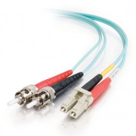 3.3ft (1m) LC-ST 10Gb 50/125 OM3 Duplex Multimode PVC Fiber Optic Cable - Aqua