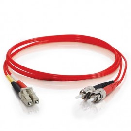 6.6ft (2m) LC-ST 50/125 OM2 Duplex Multimode PVC Fiber Optic Cable - Red