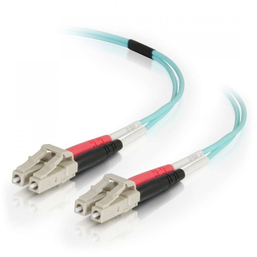 6.6ft (2m) LC-LC 50/125 OM4 Duplex Multimode PVC Fiber Optic Cable - Aqua