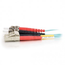 3.3ft (1m) LC-ST 10Gb 50/125 OM3 Duplex Multimode PVC Fiber Optic Cable - Aqua