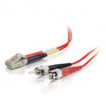 6.6ft (2m) LC-ST 50/125 OM2 Duplex Multimode PVC Fiber Optic Cable - Red