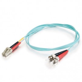 3.3ft (1m) LC-ST 10Gb 50/125 OM3 Duplex Multimode PVC Fiber Optic Cable - Aqua