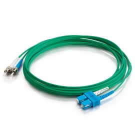 9.8ft (3m) SC-ST 9/125 OS2 Duplex Single-Mode Fiber Optic Cable - Plenum CMP-Rated - Green